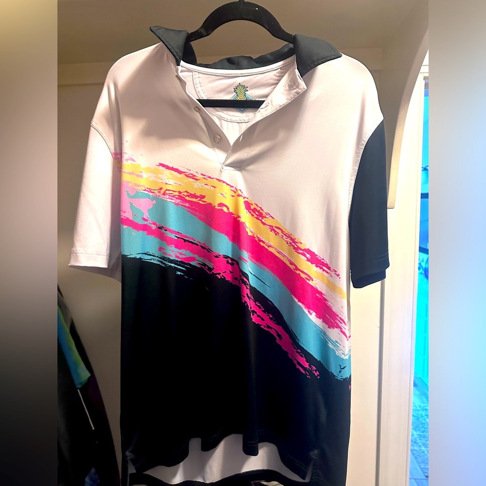CHUBBIES Men's Medium The Tennis Champ Performance Polo Shirt Stretch Fabric